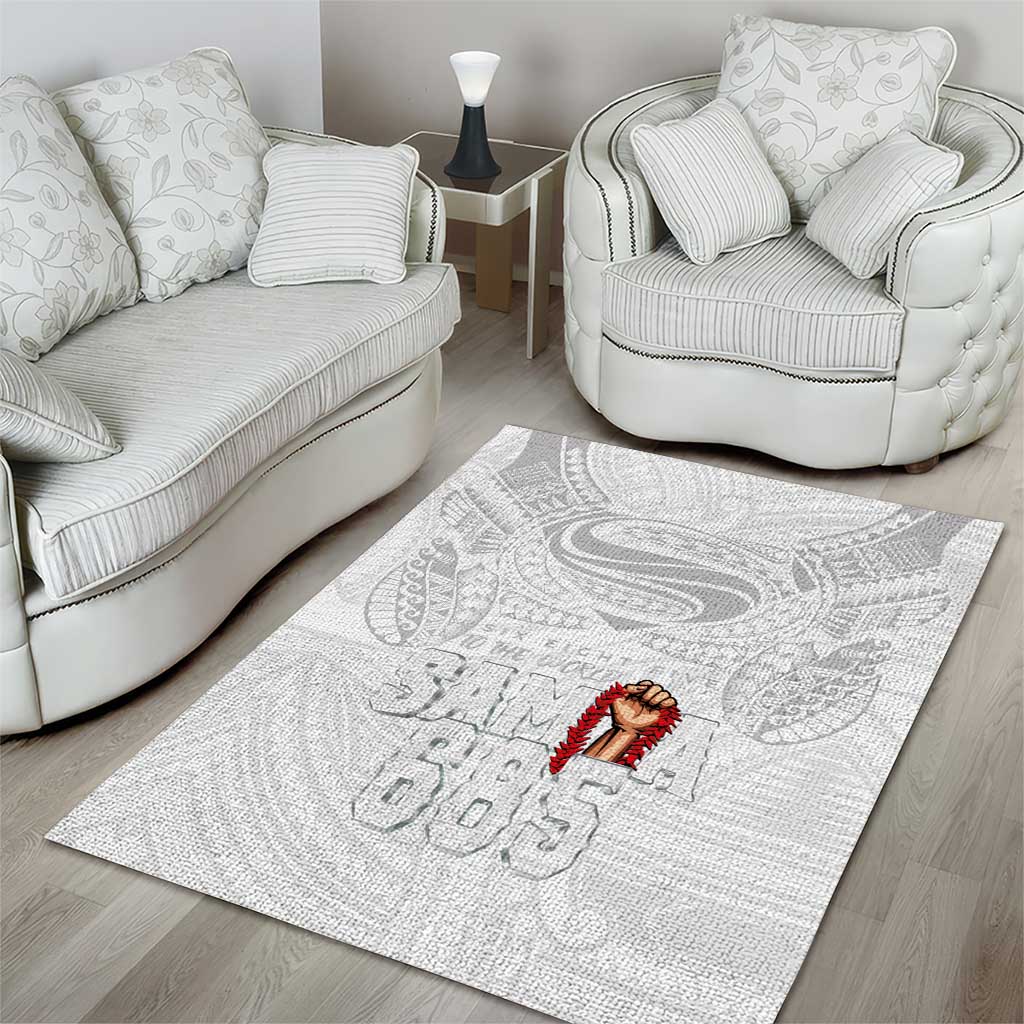 Super Samoa-Six Eight Five to The World Area Rug Traditional Samoan Tattoo All White LT03 - Polynesian Pride