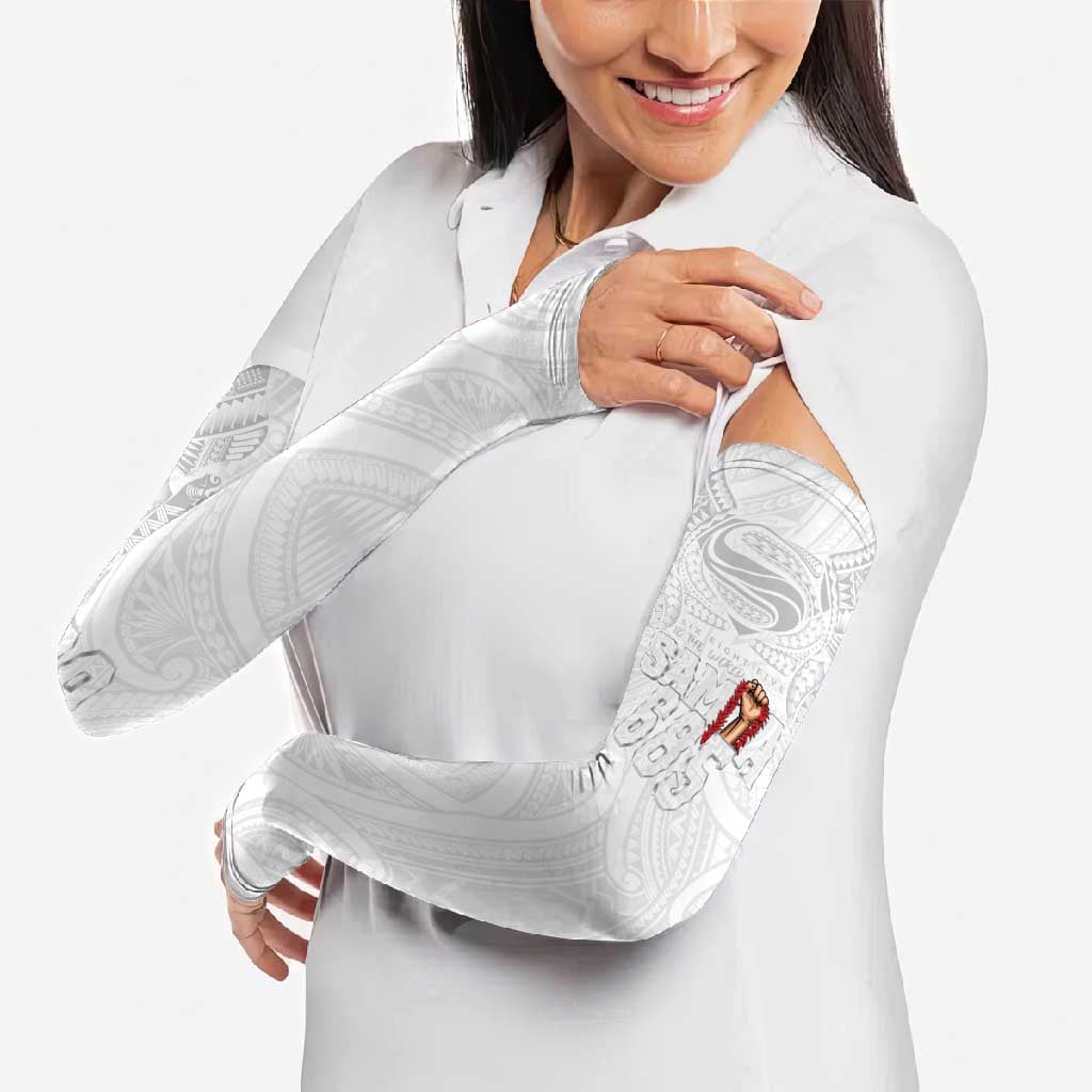 Super Samoa-Six Eight Five to The World Arm Sleeves Traditional Samoan Tattoo All White