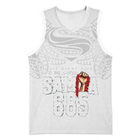 Super Samoa-Six Eight Five to The World Basketball Jersey Traditional Samoan Tattoo All White LT03 Unisex White - Polynesian Pride