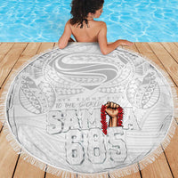 Super Samoa-Six Eight Five to The World Beach Blanket Traditional Samoan Tattoo All White LT03 - Polynesian Pride