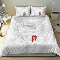Super Samoa-Six Eight Five to The World Bedding Set Traditional Samoan Tattoo All White LT03 - Polynesian Pride