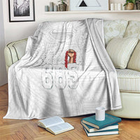 Super Samoa-Six Eight Five to The World Blanket Traditional Samoan Tattoo All White