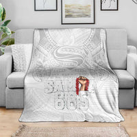 Super Samoa-Six Eight Five to The World Blanket Traditional Samoan Tattoo All White