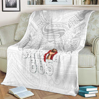 Super Samoa-Six Eight Five to The World Blanket Traditional Samoan Tattoo All White