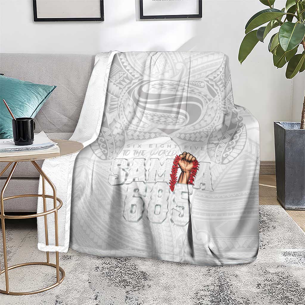 Super Samoa-Six Eight Five to The World Blanket Traditional Samoan Tattoo All White