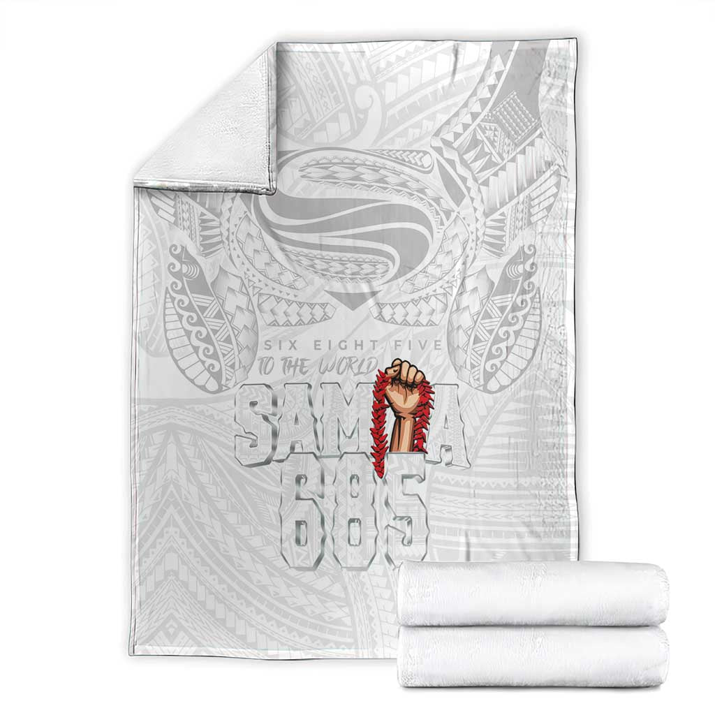 Super Samoa-Six Eight Five to The World Blanket Traditional Samoan Tattoo All White