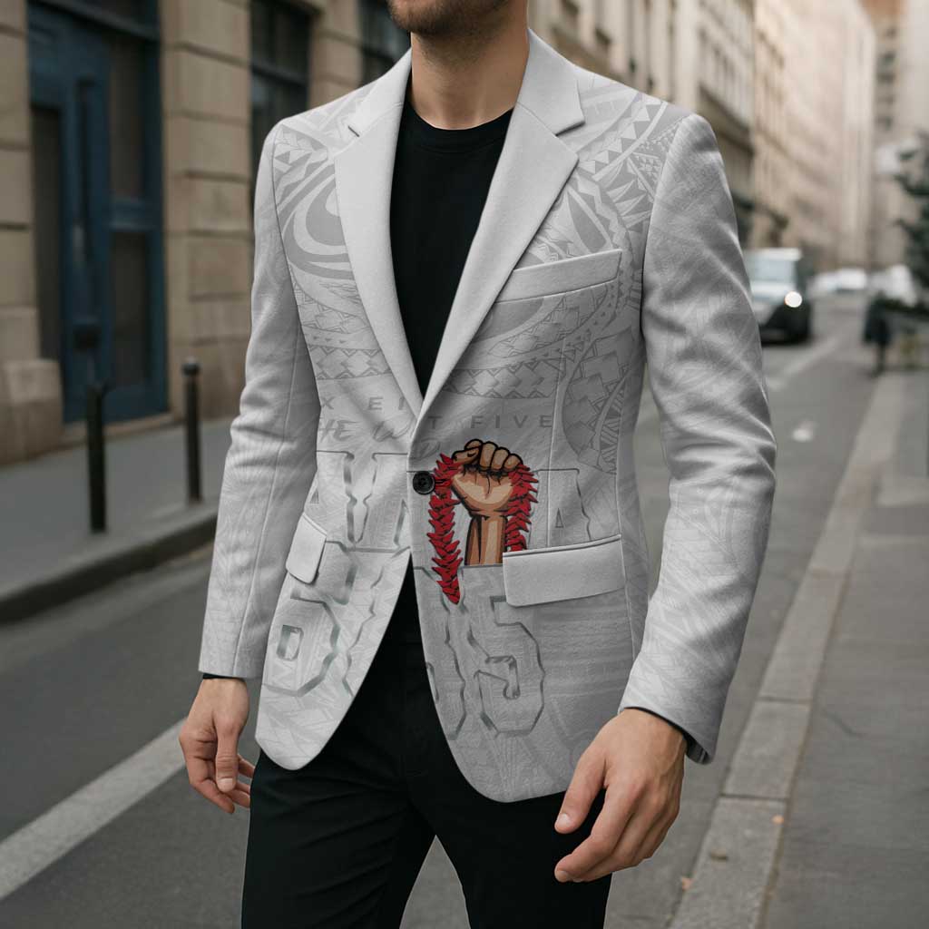 Super Samoa-Six Eight Five to The World Blazer Traditional Samoan Tattoo All White LT03 - Polynesian Pride