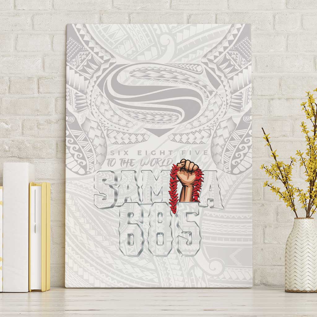 Super Samoa-Six Eight Five to The World Canvas Wall Art Traditional Samoan Tattoo All White LT03 Without Frame White - Polynesian Pride