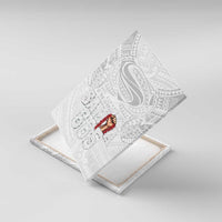 Super Samoa-Six Eight Five to The World Canvas Wall Art Traditional Samoan Tattoo All White LT03 With Frame White - Polynesian Pride