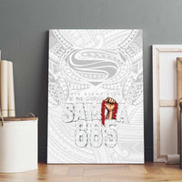 Super Samoa-Six Eight Five to The World Canvas Wall Art Traditional Samoan Tattoo All White LT03 - Polynesian Pride