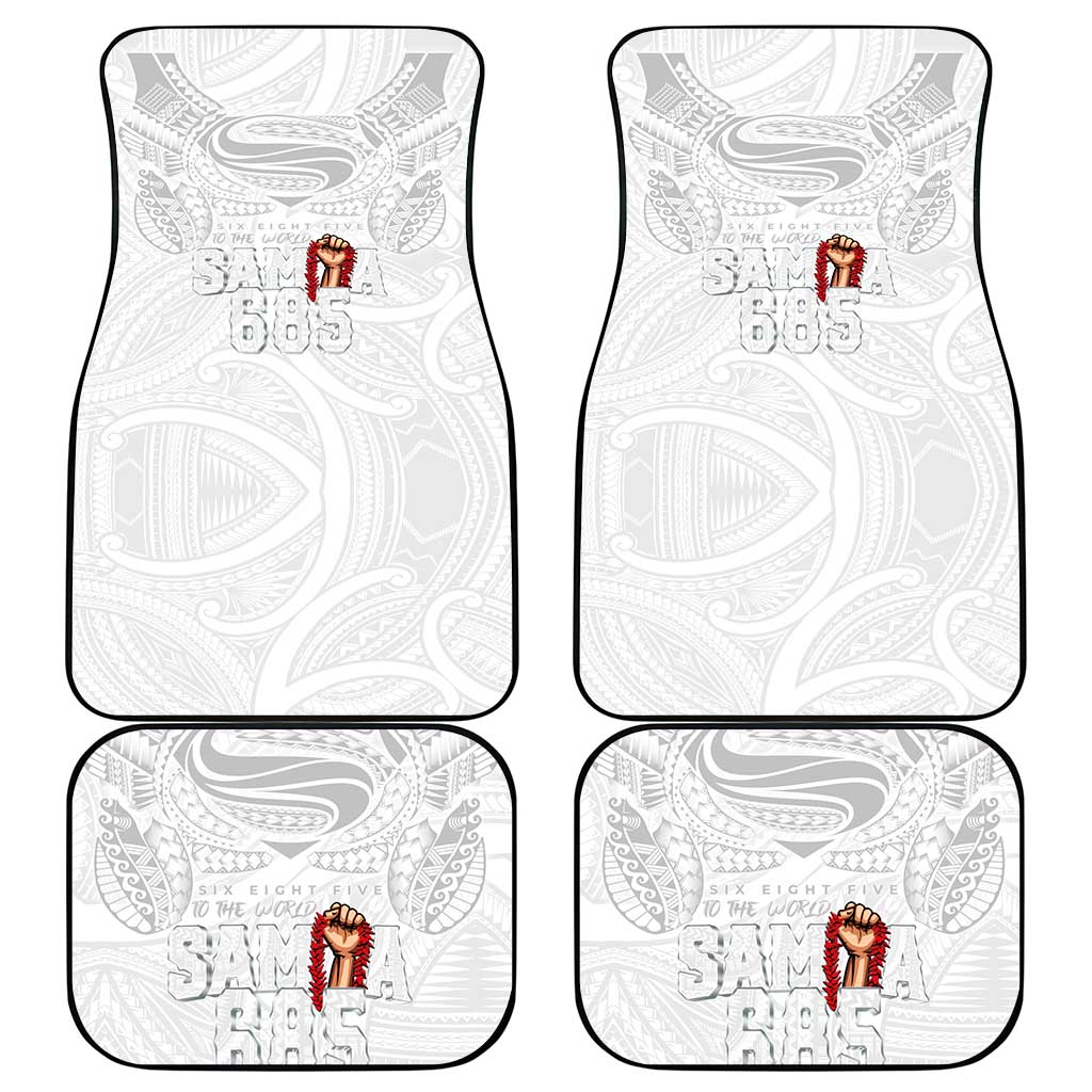 Super Samoa-Six Eight Five to The World Car Mats Traditional Samoan Tattoo All White LT03 - Polynesian Pride