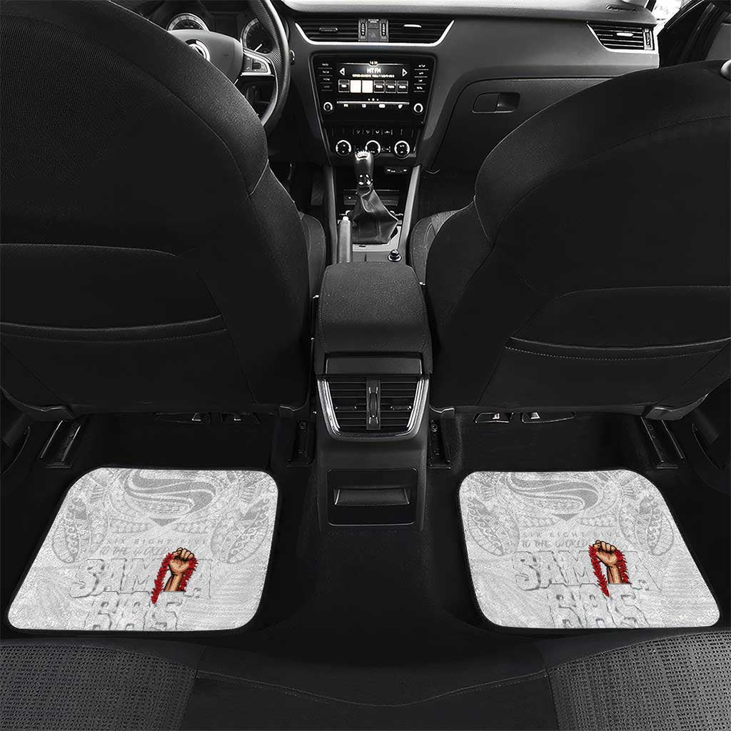Super Samoa-Six Eight Five to The World Car Mats Traditional Samoan Tattoo All White LT03 Set 2pcs - Back White - Polynesian Pride