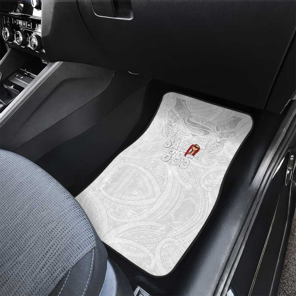 Super Samoa-Six Eight Five to The World Car Mats Traditional Samoan Tattoo All White LT03 - Polynesian Pride