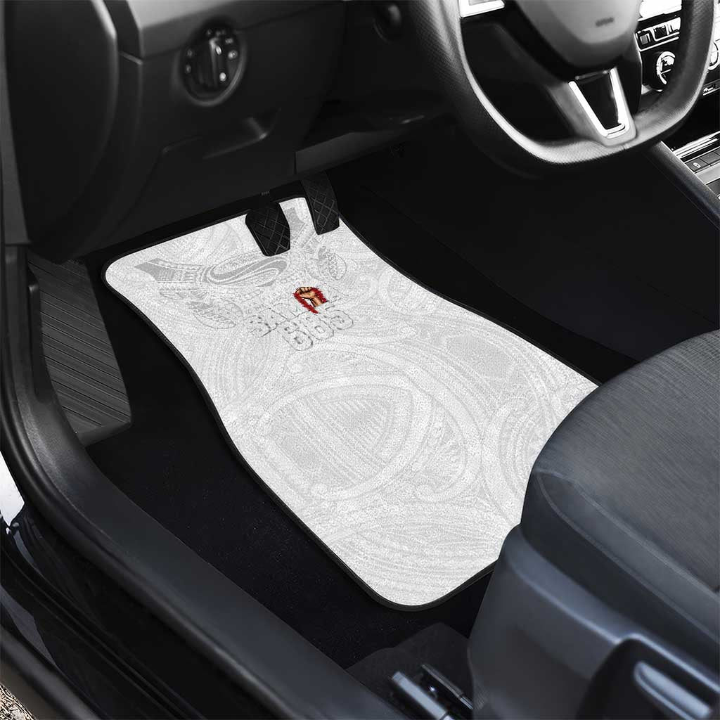 Super Samoa-Six Eight Five to The World Car Mats Traditional Samoan Tattoo All White LT03 - Polynesian Pride