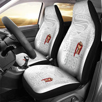 Super Samoa-Six Eight Five to The World Car Seat Cover Traditional Samoan Tattoo All White LT03 - Polynesian Pride