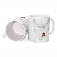 Super Samoa-Six Eight Five to The World Ceramic Mug Traditional Samoan Tattoo All White LT03 - Polynesian Pride