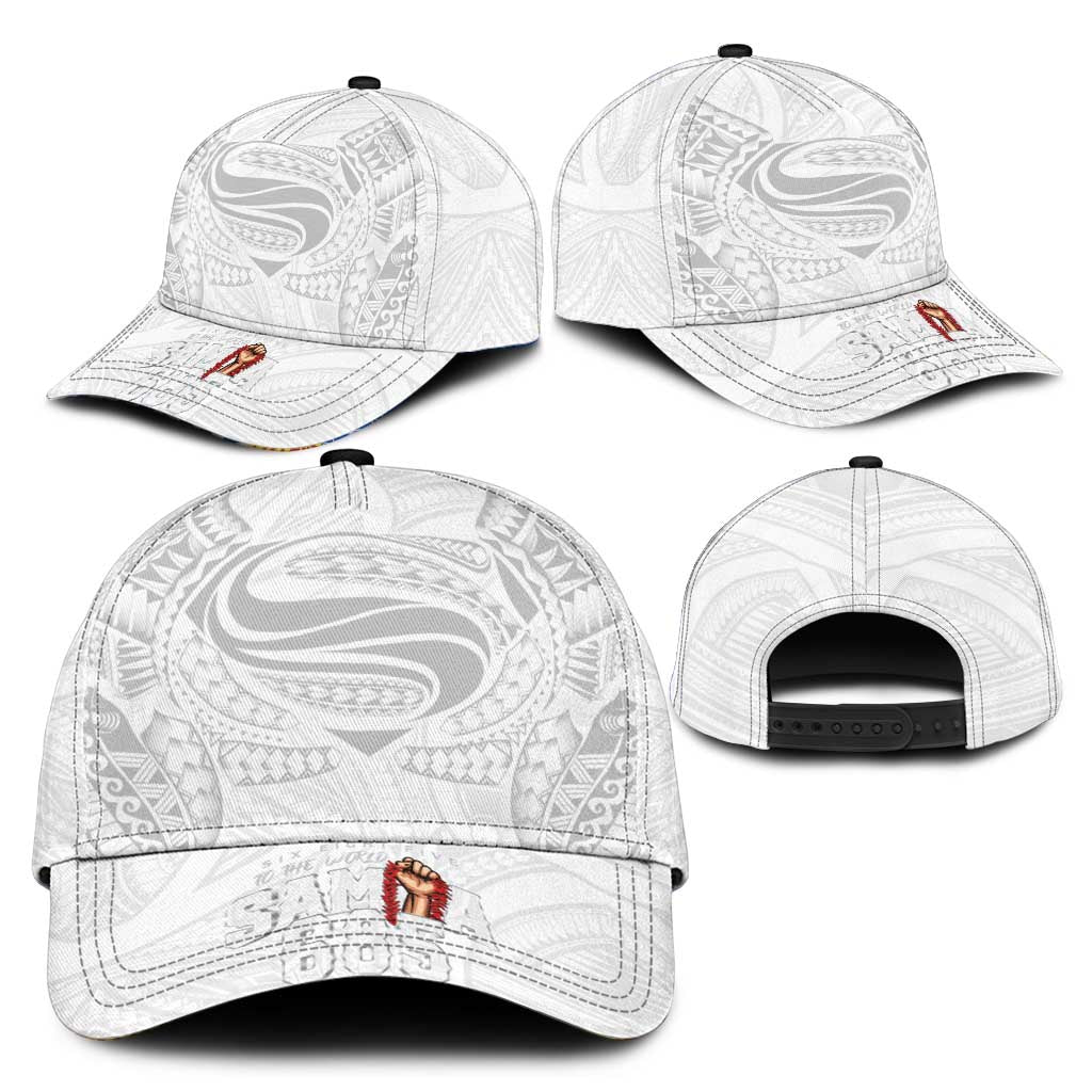 Super Samoa-Six Eight Five to The World Classic Cap Traditional Samoan Tattoo All White LT03 - Polynesian Pride