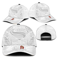 Super Samoa-Six Eight Five to The World Classic Cap Traditional Samoan Tattoo All White LT03 - Polynesian Pride