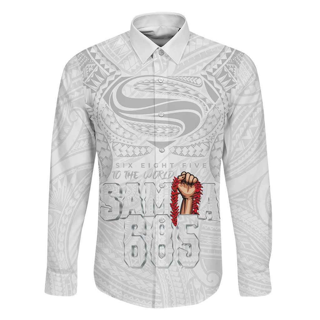 Super Samoa-Six Eight Five to The World Family Matching Mermaid Dress and Hawaiian Shirt Traditional Samoan Tattoo All White