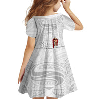 Super Samoa-Six Eight Five to The World Family Matching Off The Shoulder Long Sleeve Dress and Hawaiian Shirt Traditional Samoan Tattoo All White