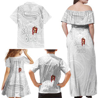 Super Samoa-Six Eight Five to The World Family Matching Off Shoulder Maxi Dress and Hawaiian Shirt Traditional Samoan Tattoo All White