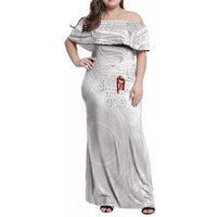 Super Samoa-Six Eight Five to The World Family Matching Off Shoulder Maxi Dress and Hawaiian Shirt Traditional Samoan Tattoo All White