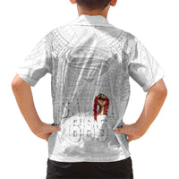 Super Samoa-Six Eight Five to The World Family Matching Short Sleeve Bodycon Dress and Hawaiian Shirt Traditional Samoan Tattoo All White
