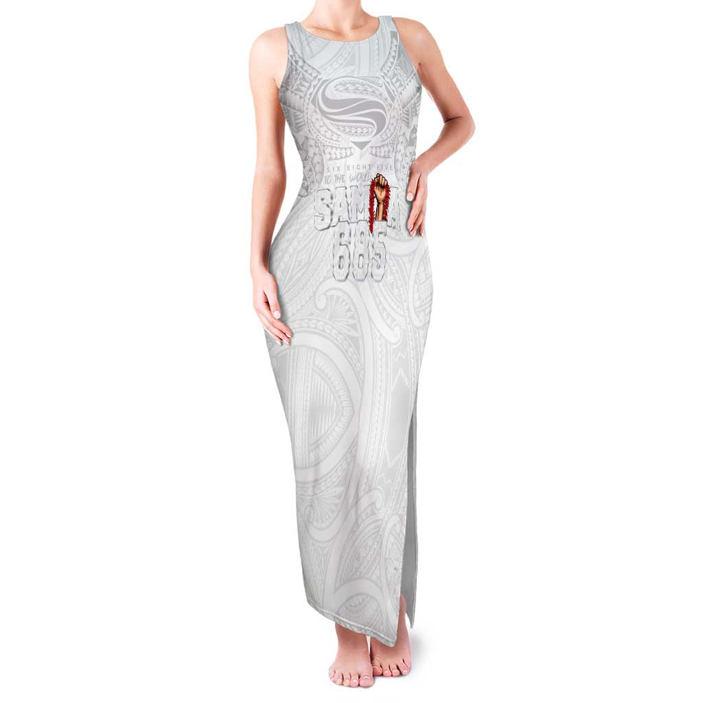 Super Samoa-Six Eight Five to The World Family Matching Tank Maxi Dress and Hawaiian Shirt Traditional Samoan Tattoo All White