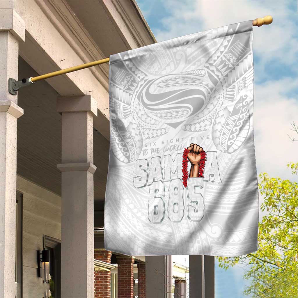 Super Samoa-Six Eight Five to The World Garden Flag Traditional Samoan Tattoo All White