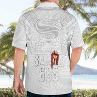 Super Samoa-Six Eight Five to The World Hawaiian Shirt Traditional Samoan Tattoo All White