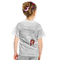 Super Samoa-Six Eight Five to The World Kid T Shirt Traditional Samoan Tattoo All White LT03 - Polynesian Pride