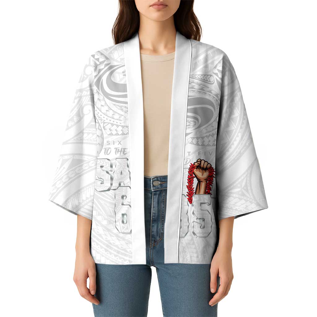 Super Samoa-Six Eight Five to The World Kimono Traditional Samoan Tattoo All White LT03 - Polynesian Pride