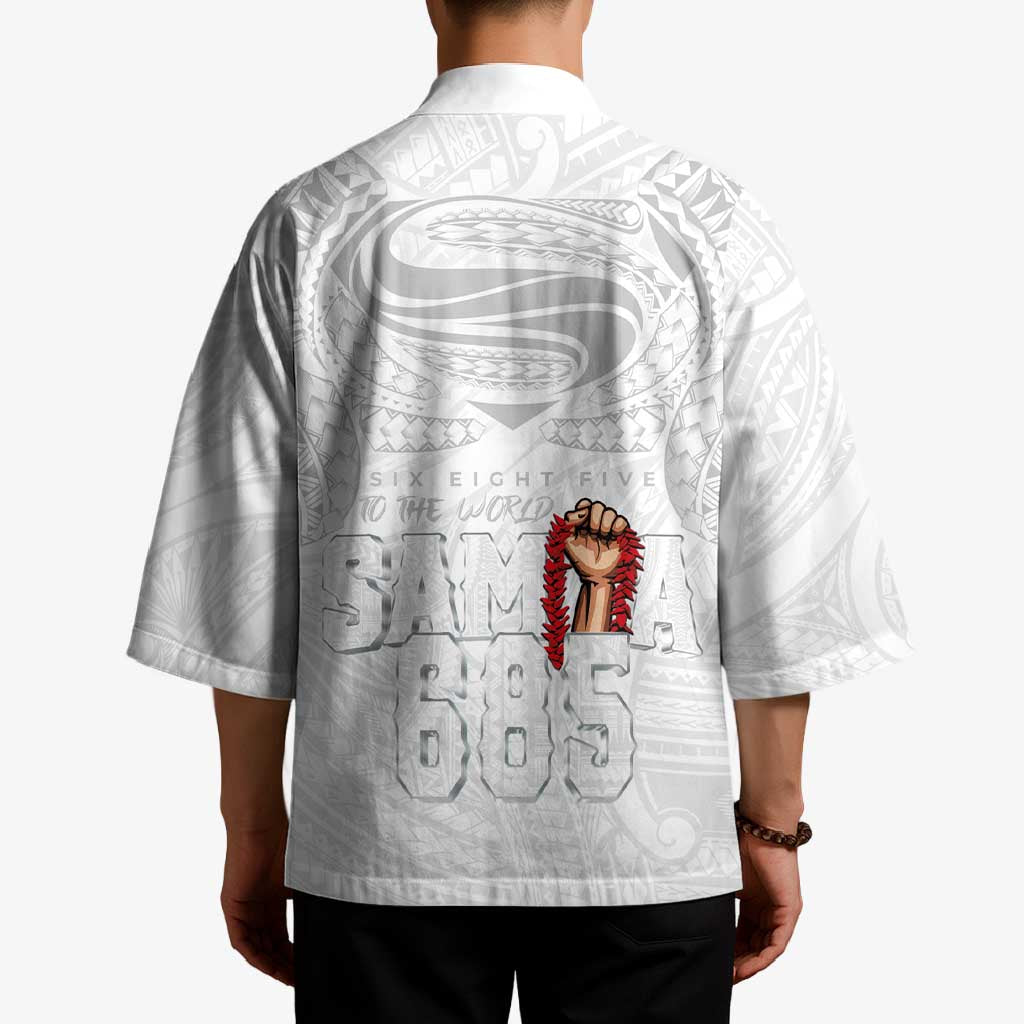 Super Samoa-Six Eight Five to The World Kimono Traditional Samoan Tattoo All White LT03 - Polynesian Pride