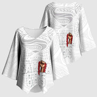 Super Samoa-Six Eight Five to The World Kimono Sleeve Blouse Traditional Samoan Tattoo All White LT03 - Polynesian Pride