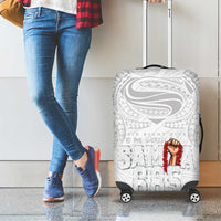 Super Samoa-Six Eight Five to The World Luggage Cover Traditional Samoan Tattoo All White LT03 - Polynesian Pride