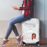 Super Samoa-Six Eight Five to The World Luggage Cover Traditional Samoan Tattoo All White LT03 - Polynesian Pride