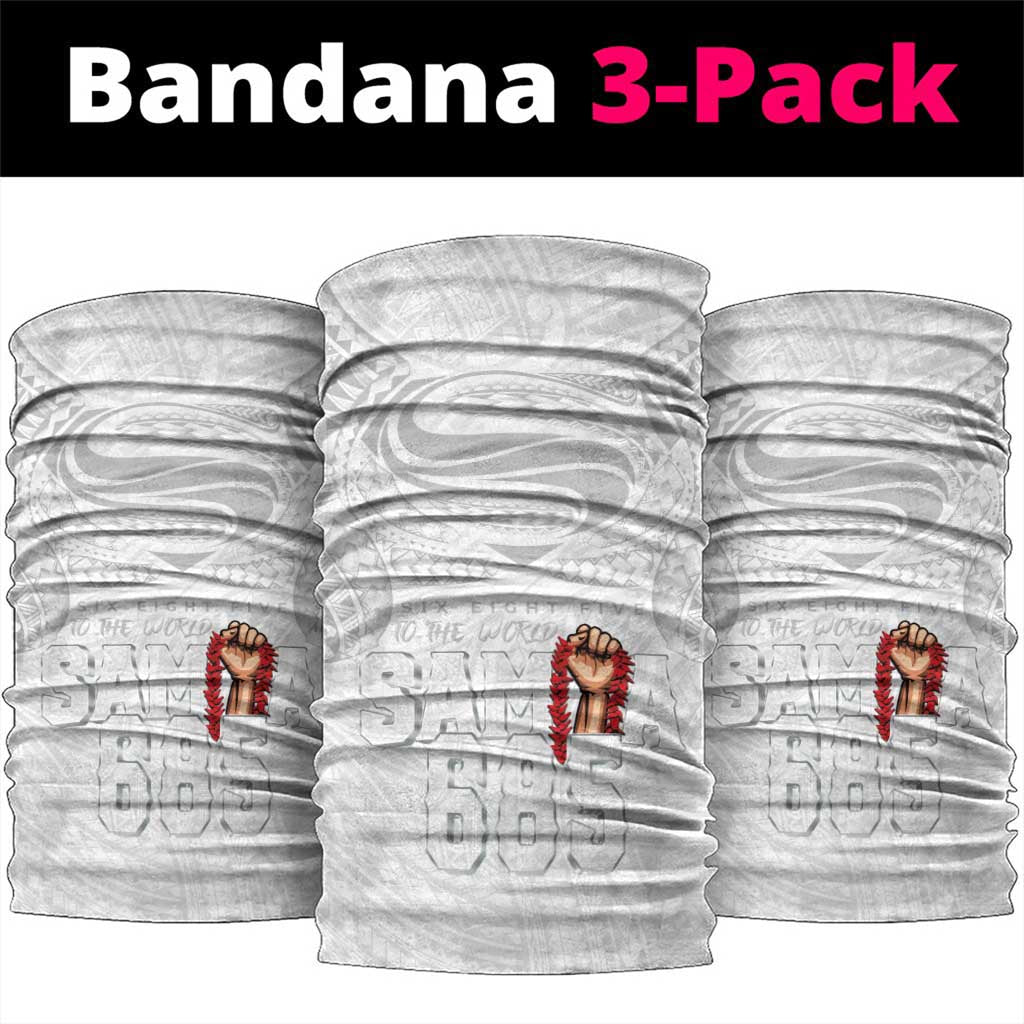 Super Samoa-Six Eight Five to The World Neck Gaiter Traditional Samoan Tattoo All White LT03 package One Size: 25*50cm White - Polynesian Pride