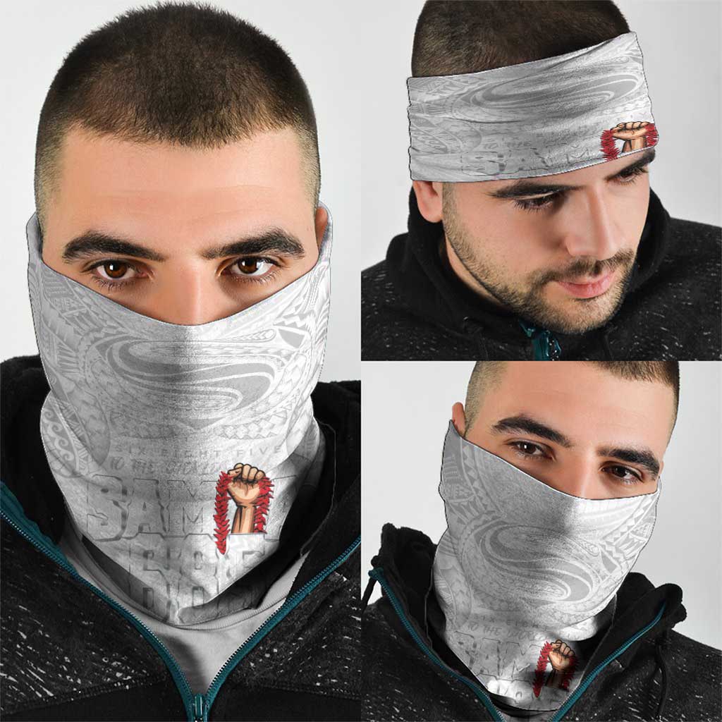 Super Samoa-Six Eight Five to The World Neck Gaiter Traditional Samoan Tattoo All White