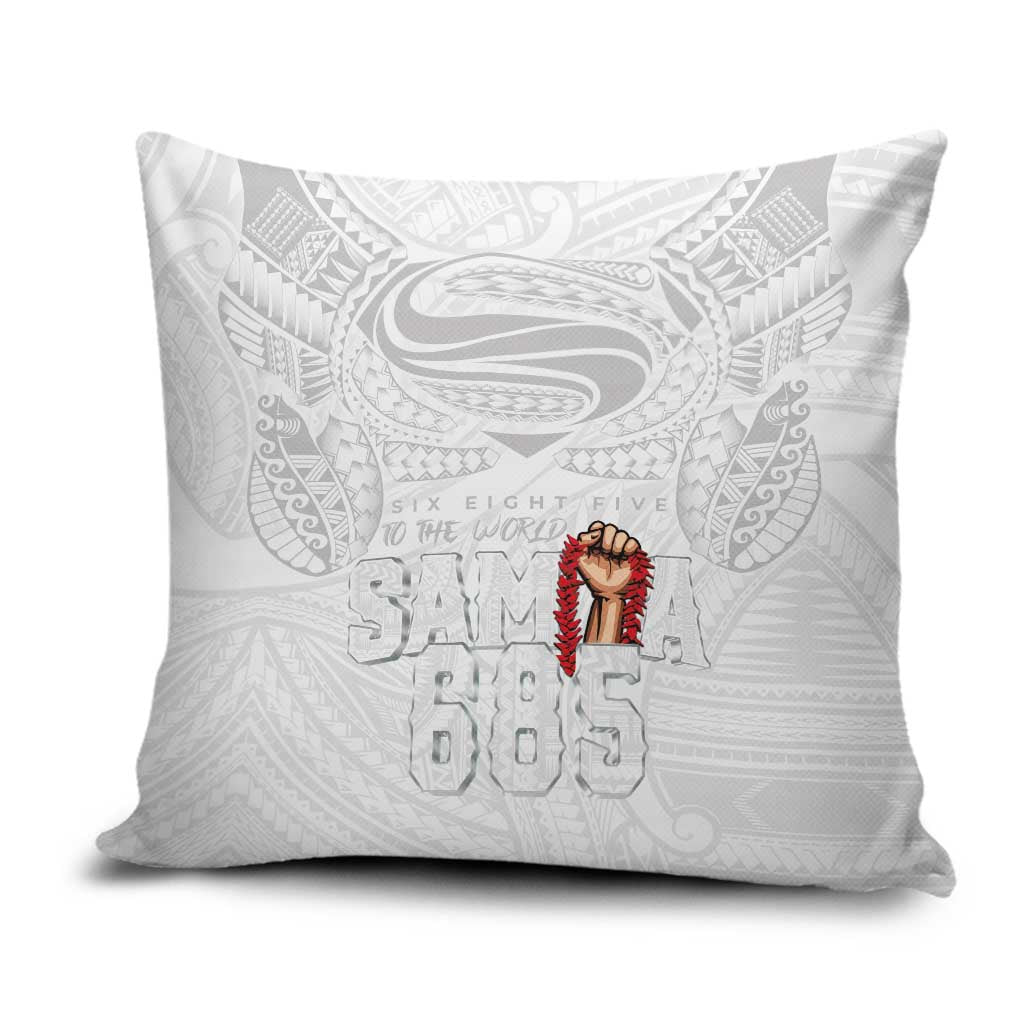 Super Samoa-Six Eight Five to The World Pillow Cover Traditional Samoan Tattoo All White LT03 White - Polynesian Pride