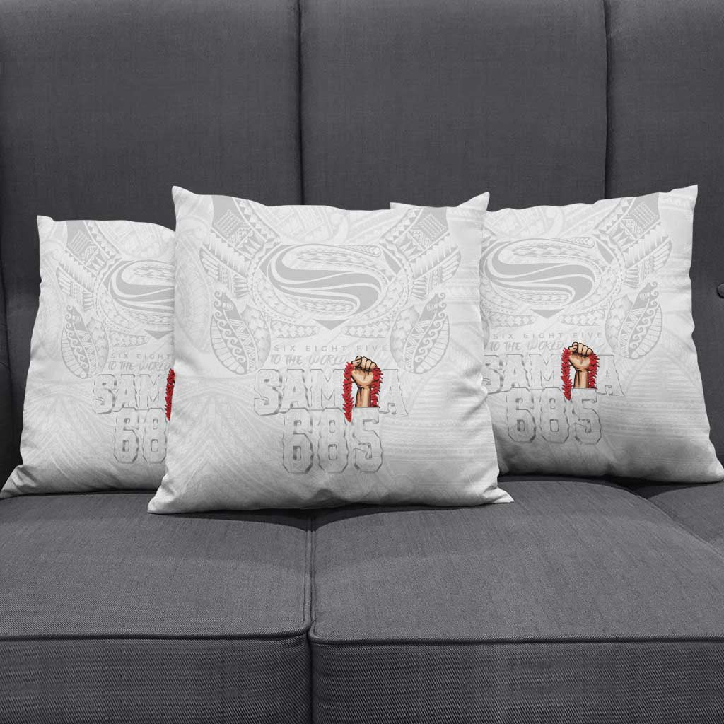Super Samoa-Six Eight Five to The World Pillow Cover Traditional Samoan Tattoo All White LT03 - Polynesian Pride
