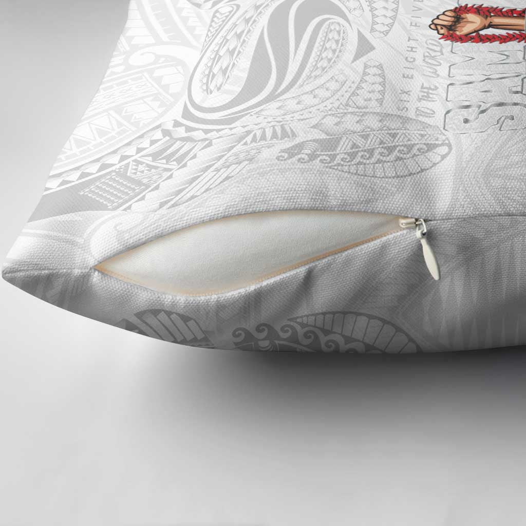 Super Samoa-Six Eight Five to The World Pillow Cover Traditional Samoan Tattoo All White LT03 - Polynesian Pride