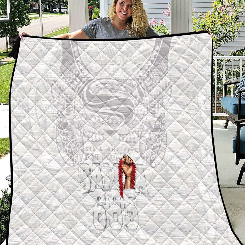Super Samoa-Six Eight Five to The World Quilt Traditional Samoan Tattoo All White LT03 White - Polynesian Pride