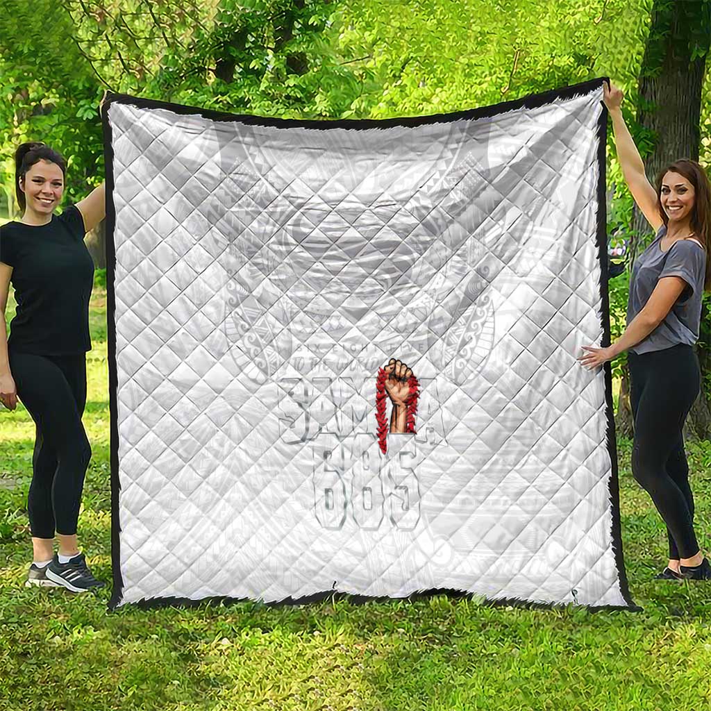 Super Samoa-Six Eight Five to The World Quilt Traditional Samoan Tattoo All White LT03 - Polynesian Pride