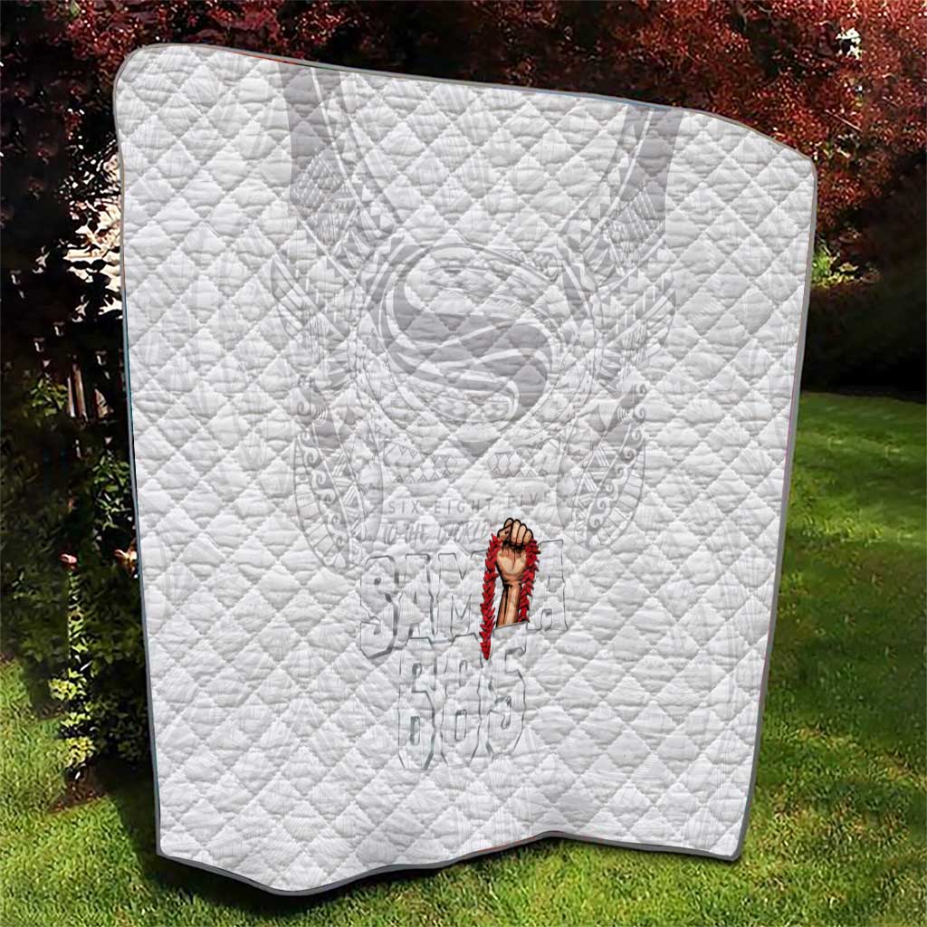 Super Samoa-Six Eight Five to The World Quilt Traditional Samoan Tattoo All White LT03 - Polynesian Pride