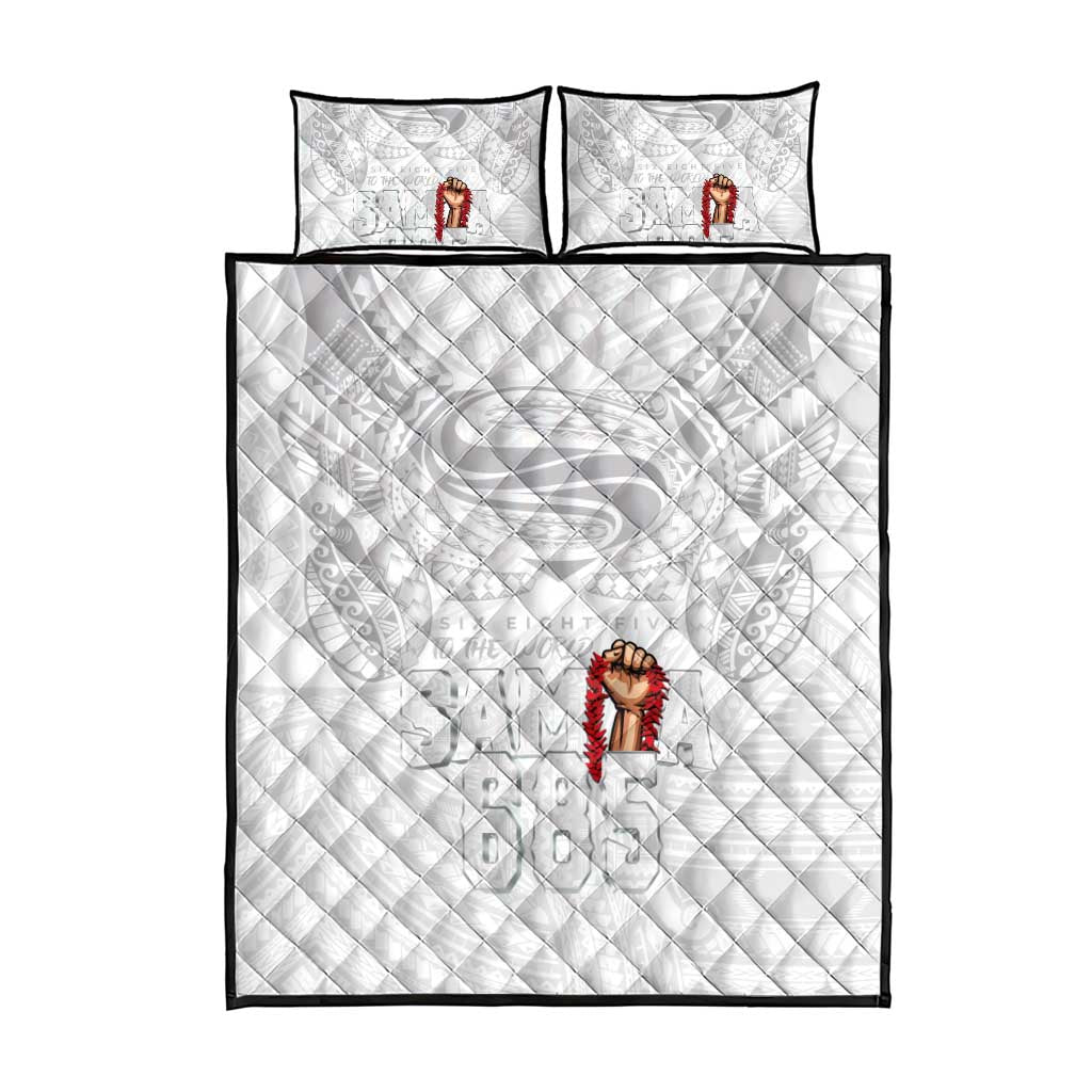 Super Samoa-Six Eight Five to The World Quilt Bed Set Traditional Samoan Tattoo All White LT03 - Polynesian Pride