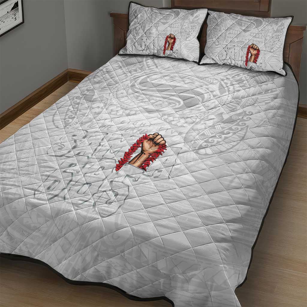 Super Samoa-Six Eight Five to The World Quilt Bed Set Traditional Samoan Tattoo All White LT03 - Polynesian Pride