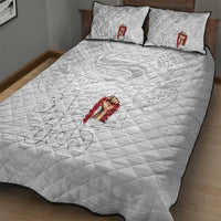 Super Samoa-Six Eight Five to The World Quilt Bed Set Traditional Samoan Tattoo All White LT03 - Polynesian Pride