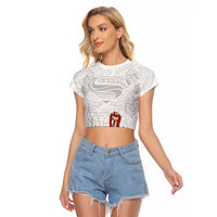 Super Samoa-Six Eight Five to The World Raglan Cropped T Shirt Traditional Samoan Tattoo All White LT03 Female White - Polynesian Pride
