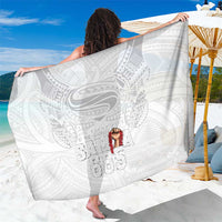 Super Samoa-Six Eight Five to The World Sarong Traditional Samoan Tattoo All White LT03 One Size 44 x 66 inches White - Polynesian Pride