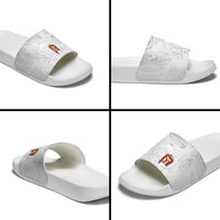 Super Samoa-Six Eight Five to The World Slide Sandals Traditional Samoan Tattoo All White LT03 - Polynesian Pride